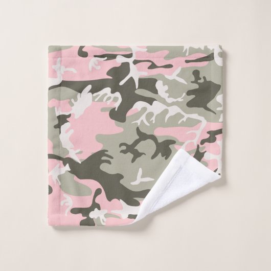 Roze en groene camouflage, leger, leger bad handdoek (Wasdoekje)