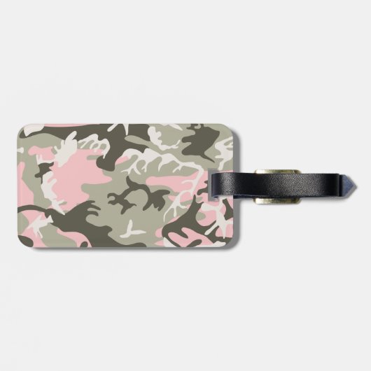 Roze en groene camouflage, leger, leger bagagelabel (Achterkant horizontaal)