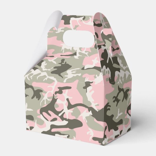 Roze en groene camouflage, leger, leger bedankdoosjes (Voorkant Zijde)