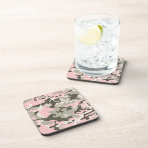 Roze en groene camouflage, leger, leger bier onderzetter