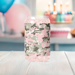 Roze en groene camouflage, leger, leger blikvorm glas