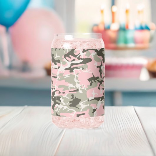 Roze en groene camouflage, leger, leger blikvorm glas (Insitu (Baby Shower))