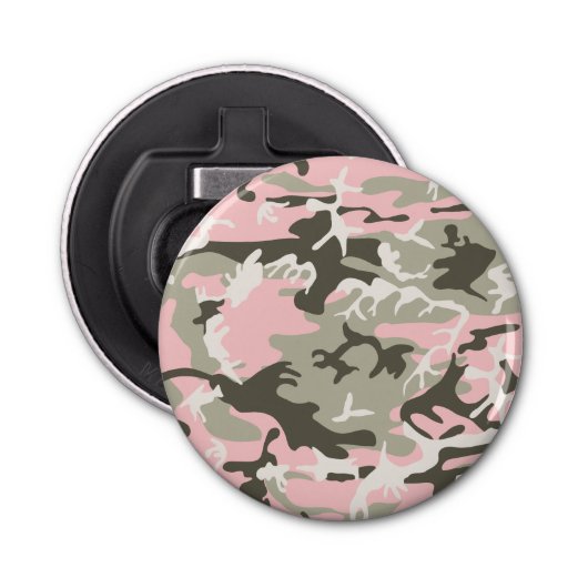 Roze en groene camouflage, leger, leger button flesopener (Voorkant)