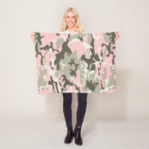 Roze en groene camouflage, leger, leger fleece deken