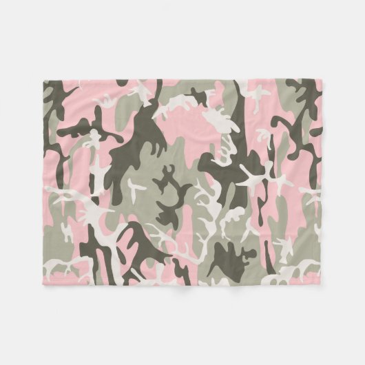 Roze en groene camouflage, leger, leger fleece deken (Voorkant (Horizontaal))