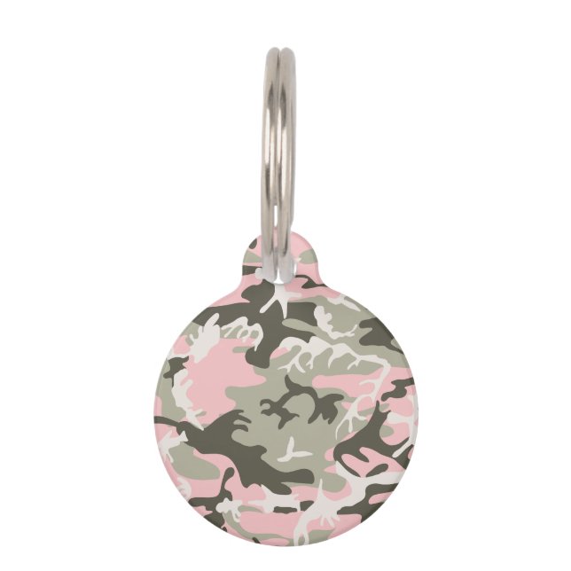 Roze en groene camouflage, leger, leger huisdierpenning (Voorkant)