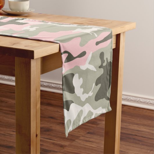 Roze en groene camouflage, leger, leger korte tafelloper (Voorbeeld)
