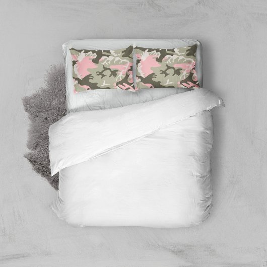 Roze en groene camouflage, leger, leger kussensloop