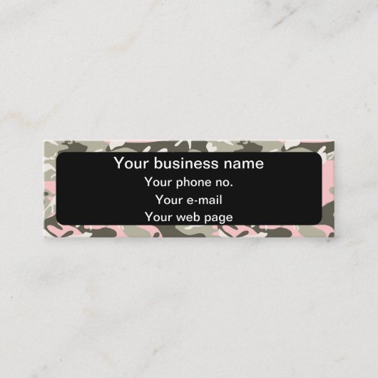 Roze en groene camouflage, leger, leger mini visitekaartje (Voorkant)
