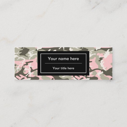 Roze en groene camouflage, leger, leger mini visitekaartje (Achterkant)