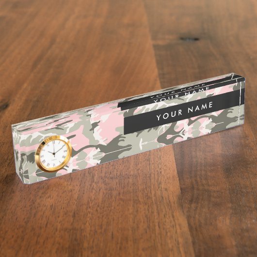 Roze en groene camouflage, leger, leger naambordje (Zijkant)