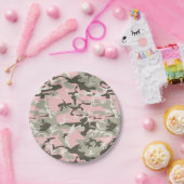 Roze en groene camouflage, leger, leger papieren bordje (Feest)