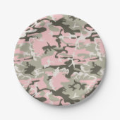 Roze en groene camouflage, leger, leger papieren bordje (Voorkant)