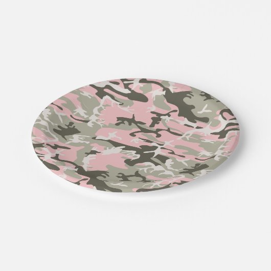 Roze en groene camouflage, leger, leger papieren bordje (Gekanteld)