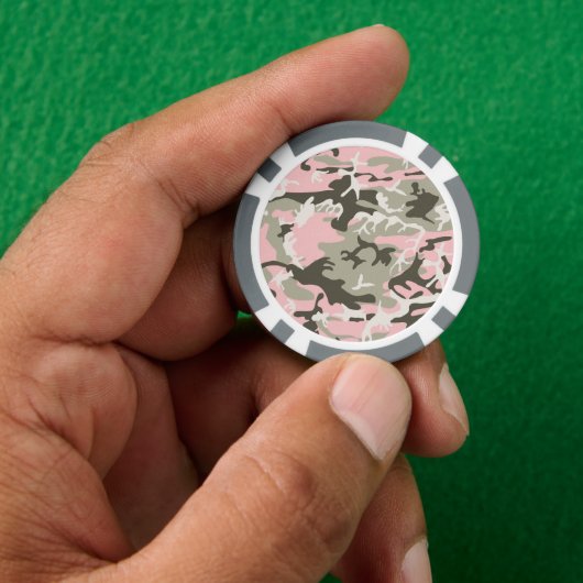 Roze en groene camouflage, leger, leger poker chips (Hand)