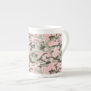 Roze en groene camouflage, leger, leger porselein kop
