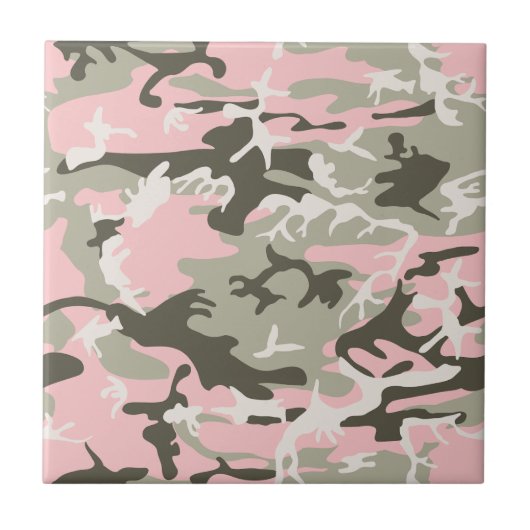 Roze en groene camouflage, leger, leger tegeltje (Voorkant)