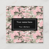 Roze en groene camouflage, leger, leger vierkante visitekaartje (Achterkant)