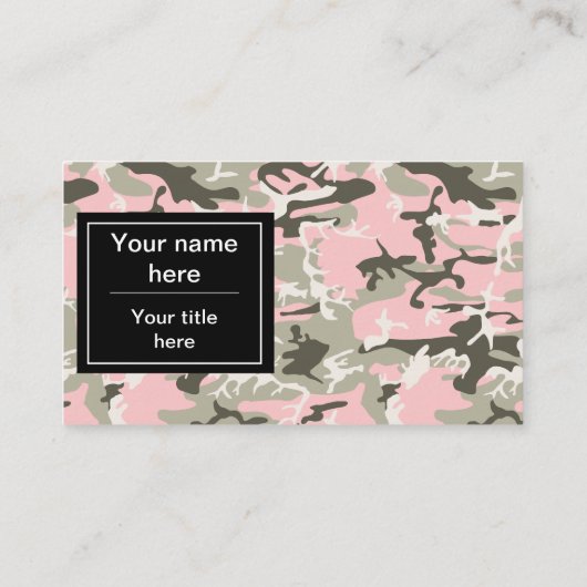 Roze en groene camouflage, leger, leger visitekaartje (Achterkant)