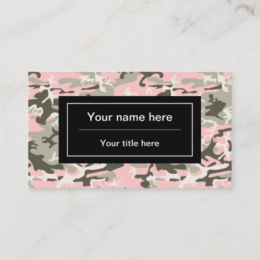 Roze en groene camouflage, leger, leger visitekaartje (Achterkant)