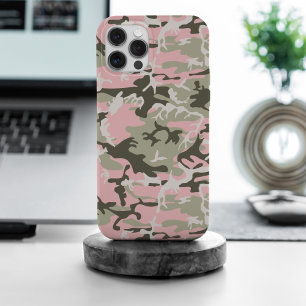 Roze en groene camouflage, militair, leger iPhone 15 pro max case