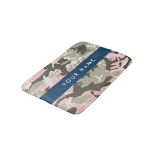 Roze en groene camouflage personaliseer je naam badmat