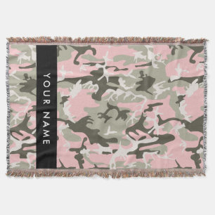 Roze en groene camouflage personaliseer je naam deken