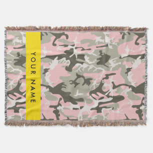 Roze en groene camouflage personaliseer je naam deken