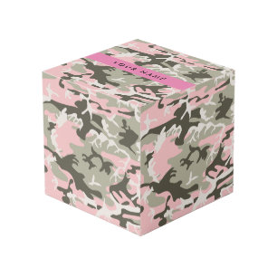 Roze en groene camouflage personaliseer je naam kubus