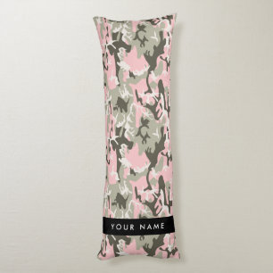 Roze en groene camouflage personaliseer je naam lichaamskussen