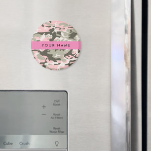 Roze en groene camouflage personaliseer je naam magneet
