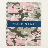 Roze en groene camouflage personaliseer je naam planner (Voorkant)