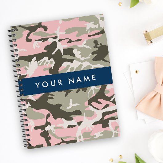 Roze en groene camouflage personaliseer je naam planner