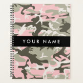 Roze en groene camouflage personaliseer je naam planner (Voorkant)