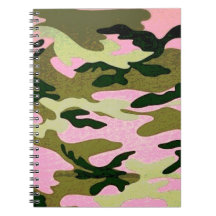 Roze en groene Camouflage Spiral Notitieboek