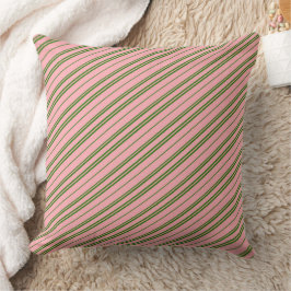 Roze en groene Candy Cane Strepen Kussen