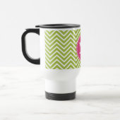 Roze en groene Chevron Pattern met monogram Reisbeker (Links)