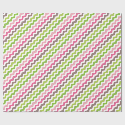 Roze en groene Chevron Stripe Cadeaupapier (Vlak)