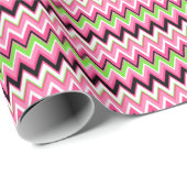 Roze en groene Chevron Zig Zag Preppy Cadeaupapier (Rol Hoek)