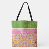 Roze en groene chic plezier tote bag (Voorkant)