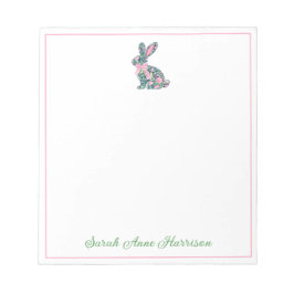 Roze en groene Chinoiserie Bunny met strik Notitieblok