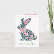 Roze en groene Chinoiserie Bunny met strik