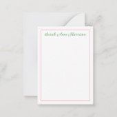 Roze en groene chinoiserie konijn met strik notitiekaartje (Achterkant)