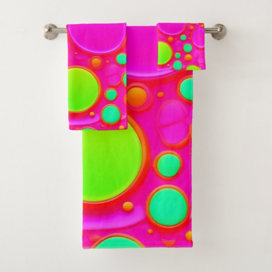 Roze en groene cirkels bad handdoek (Insitu)