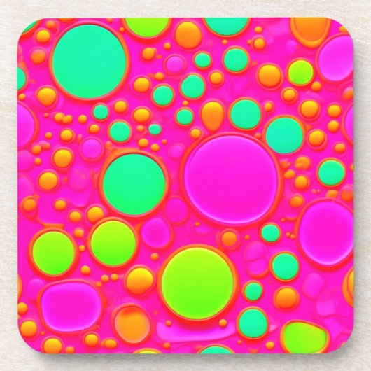Roze en groene cirkels bier onderzetter (Voorkant)
