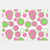 Roze en groene cirkels geometrisch patroon inpakpapier vel (Voorkant 3)