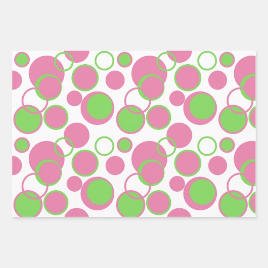 Roze en groene cirkels geometrisch patroon inpakpapier vel (Voorkant)