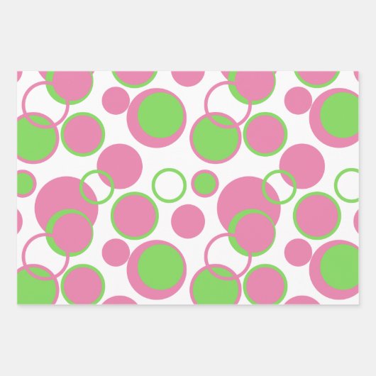 Roze en groene cirkels inpakpapier vel (Voorkant 3)