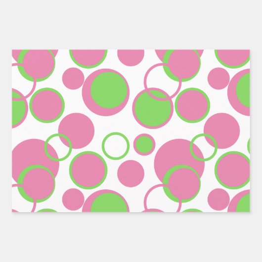 Roze en groene cirkels inpakpapier vel (Voorkant)