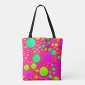Roze en groene cirkels tote bag (Achterkant)